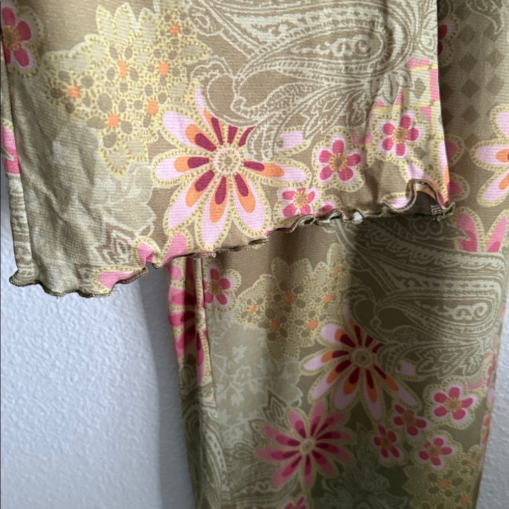 Y2K Floral Paisley Lace Trim Pants – Size L - Picture 4 of 6